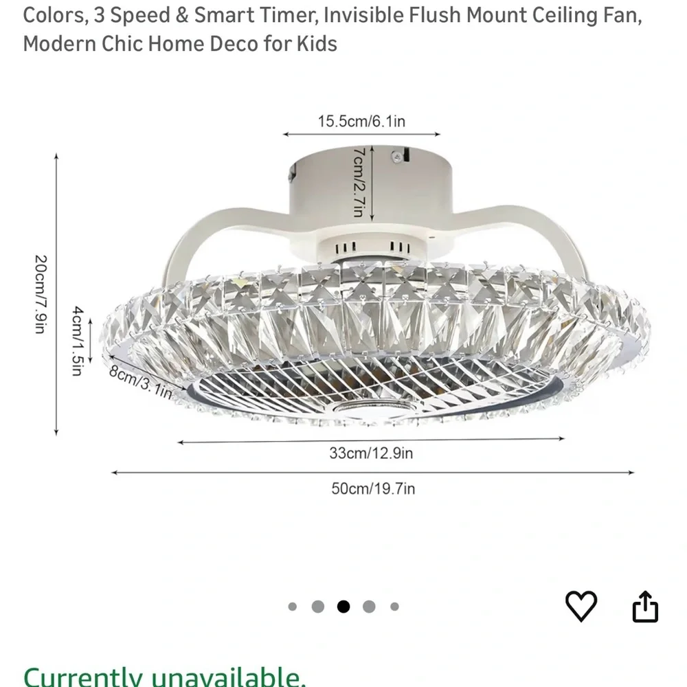 Elegant Crystal Ceiling Fan Light